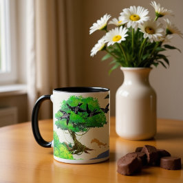 Frühjahrswald mit Vögeln und Eichhörnchen - Natur Jumbo-Tasse