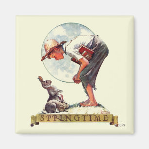 Frühling 1935 Junge mit Kaninchen Magnet