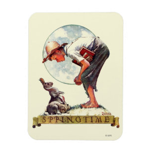 Frühling 1935 Junge mit Kaninchen Magnet
