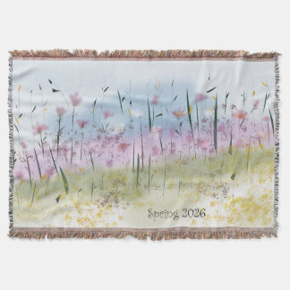 Frühling 2026 Wasserfarbe Wildblumen-Wurfdecke Decke