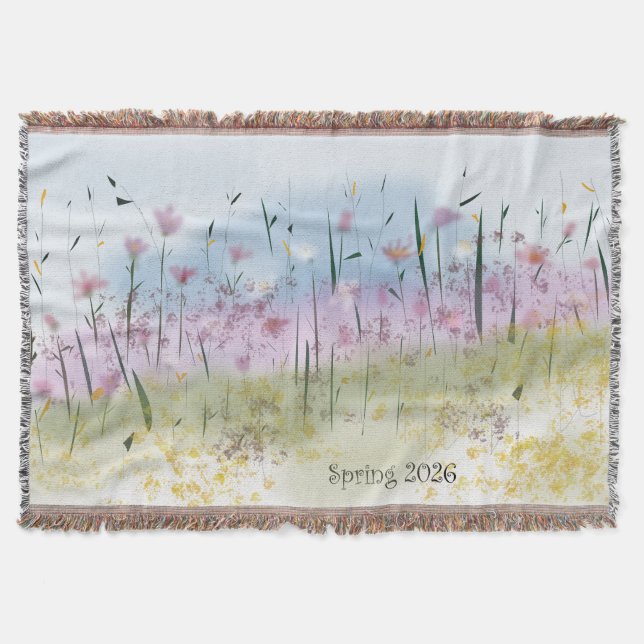 Frühling 2026 Wasserfarbe Wildblumen-Wurfdecke Decke (Vorderseite)