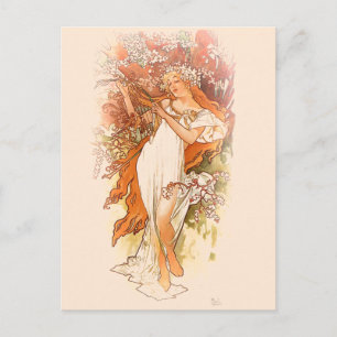 Frühling - Alphonse Mucha Art Nouveau Postkarte