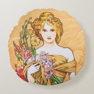 Frühling, Alphonse Mucha Kissen