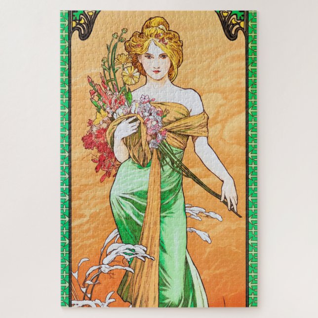 Frühling, Alphonse Mucha Puzzle (Vertikal)