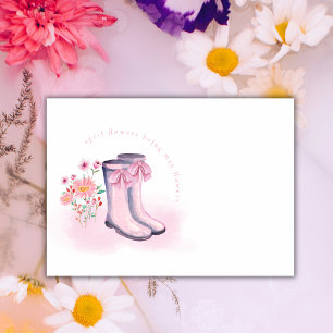 Frühling April Blumen Stiefel Baby Shower Dankeskarte