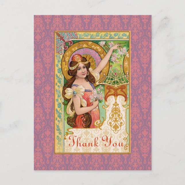 Frühling Art Nouveau Postkarte (Vorderseite)