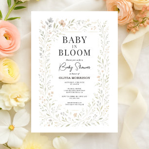 Frühling Baby in Blüte Wildblumen-Baby-Party Einladung