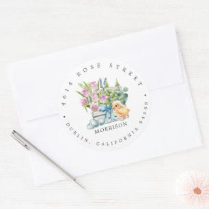 Frühling Baby Shower   Ostern Rücksende-Adressetik Runder Aufkleber