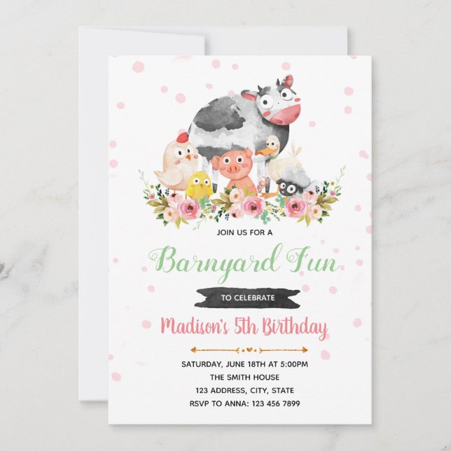 Frühling Barnyard-Geburtstagseinladung Einladung (Vorderseite)