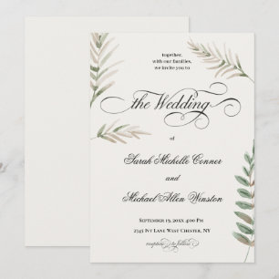 Frühling Beige Grün Schrift Hochzeit Einladung