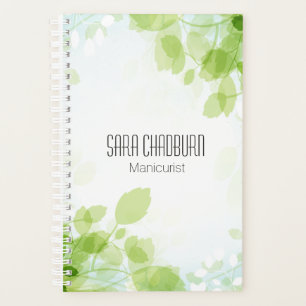 Frühling Blätter Aquarellgrün mit Namen Planer