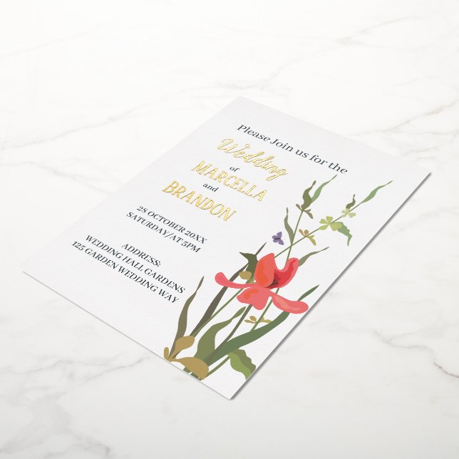 Frühling blühende Tulip Floral Wedding Foil Invita Folieneinladung (Gedreht)