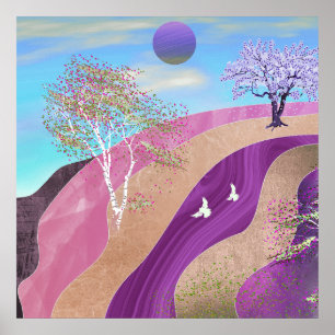 Frühling blüht Landschaft Poster