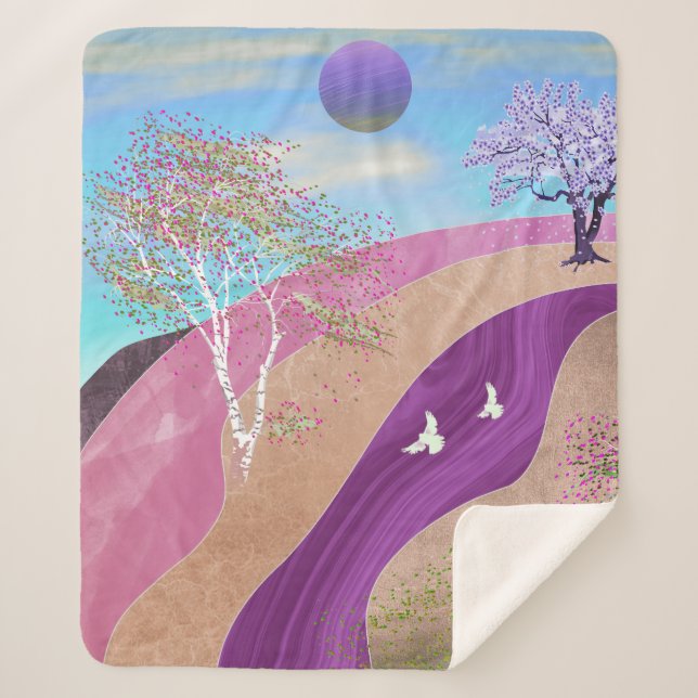 Frühling blüht Landschaft Sherpadecke (Vorderseite)