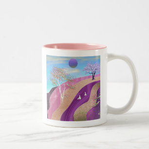 Frühling blüht Landschaft Zweifarbige Tasse