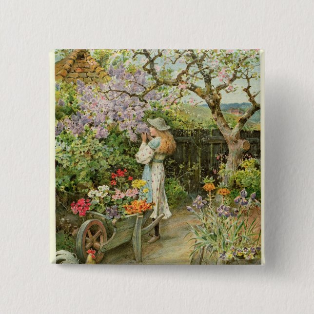 Frühling blüht, von den Birnen Annual, 1902 Button (Vorderseite)