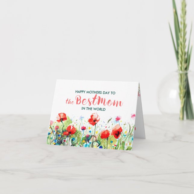 Frühling Blumen glücklich Mutter Tag Beste Mama Te Karte (Vorderseite)