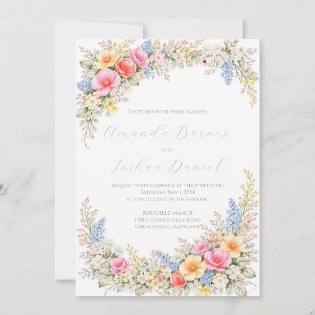 Frühling Blumen Hochzeitseinladung Einladung (Vorderseite)