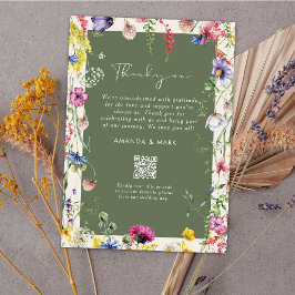 Frühling Boho Chic Bunte Wildblumen Hochzeit Danke Einladung