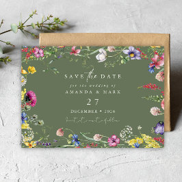 Frühling Boho Chic Bunte Wildblumen-Hochzeit Einladung