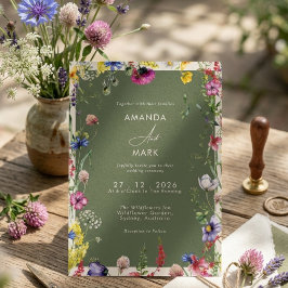 Frühling Boho Chic Bunte Wildblumen-Hochzeit Einladung