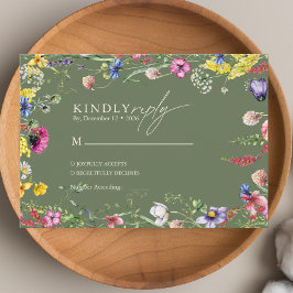 Frühling Boho Chic Farbige Wildblumen-Hochzeit Begleitkarte