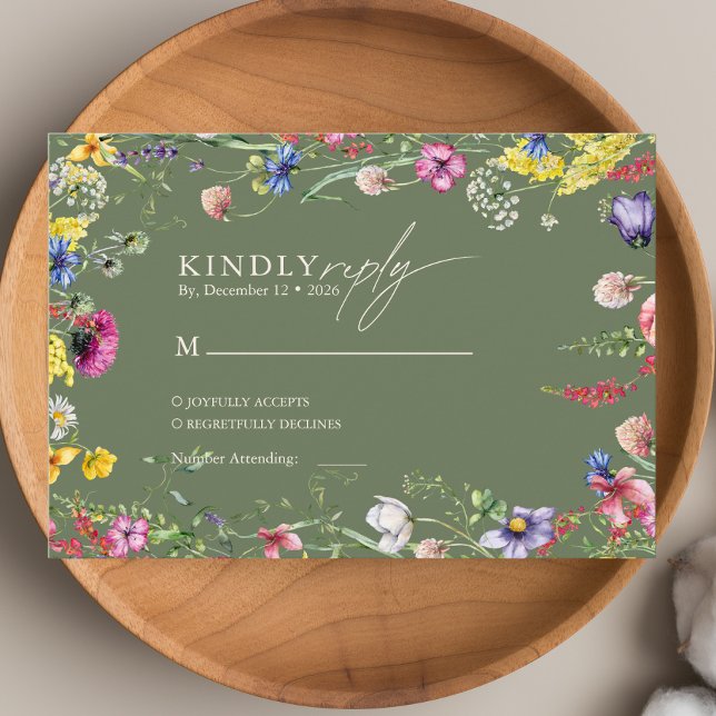 Frühling Boho Chic Farbige Wildblumen-Hochzeit  Begleitkarte (Von Creator hochgeladen)