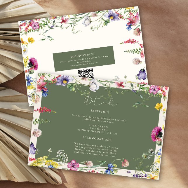 Frühling Boho Chic Farbige Wildblumen-Hochzeit Begleitkarte (Von Creator hochgeladen)