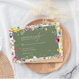 Frühling Boho Chic Farbige Wildblumen-Hochzeit Begleitkarte