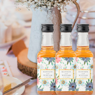 Frühling Boho Chic Grünzeug Wildblumen Hochzeitsge Alkoholflaschenetikett