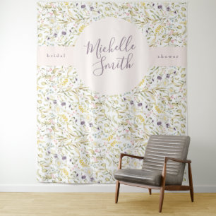 Frühling Boho Wildblumen Pampas Brautparty-Banner Wandteppich