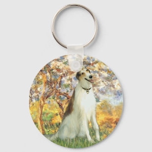 Frühling - Borzoi Schlüsselanhänger