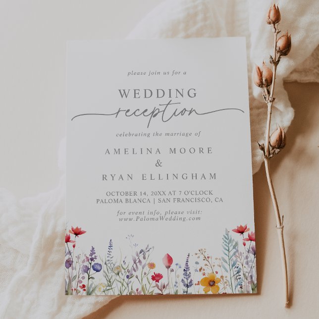Frühling Bunte Wildblumen Hochzeitsempfang Einladung (Von Creator hochgeladen)