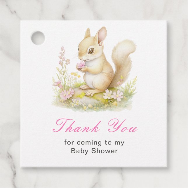 Frühling Eichhörnchen Baby Shower Geschenkanhänger (Vorderseite)