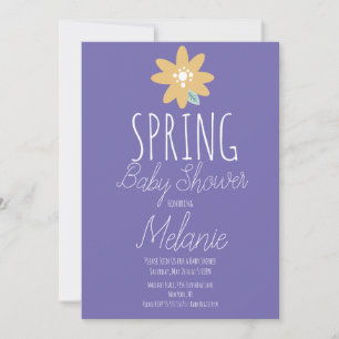 Frühling Einfache Florale Lila Babyparty-Einladung Einladung