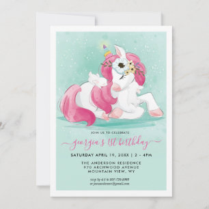 Frühling Einhorn   Kleine Hasenparty-Einladung