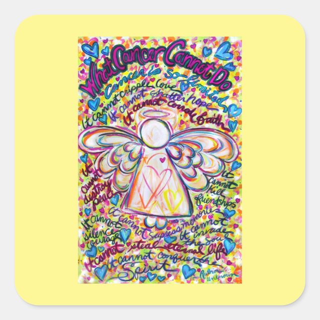 Frühling Engel, was Krebs nicht Gedicht-Aufkleber  Quadratischer Aufkleber (Vorderseite)