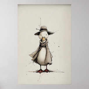 Frühling-Enten-Druckkunst, minimalistischer Druck Poster