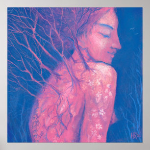 Frühling erwacht Dryad Fantasy Girl Magical Forest Poster