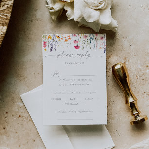 Frühling Farbe Wildblumen Hochzeitsmenü Wahl RSVP Karte