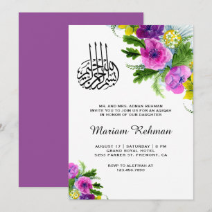 Frühling Floral Blossom Baby Girl Aqiqah Einladung