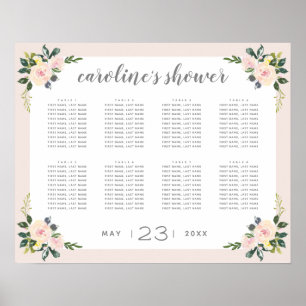 Frühling Floral Blush Brautparty Sitzordnung Poster