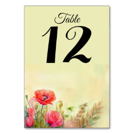 Frühling Fresh Watercolor Poppies Tischnummer