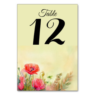 Frühling Fresh Watercolor Poppies Tischnummer