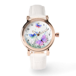 Frühling Freude Fliegende Bunte Schmetterlinge Uhr