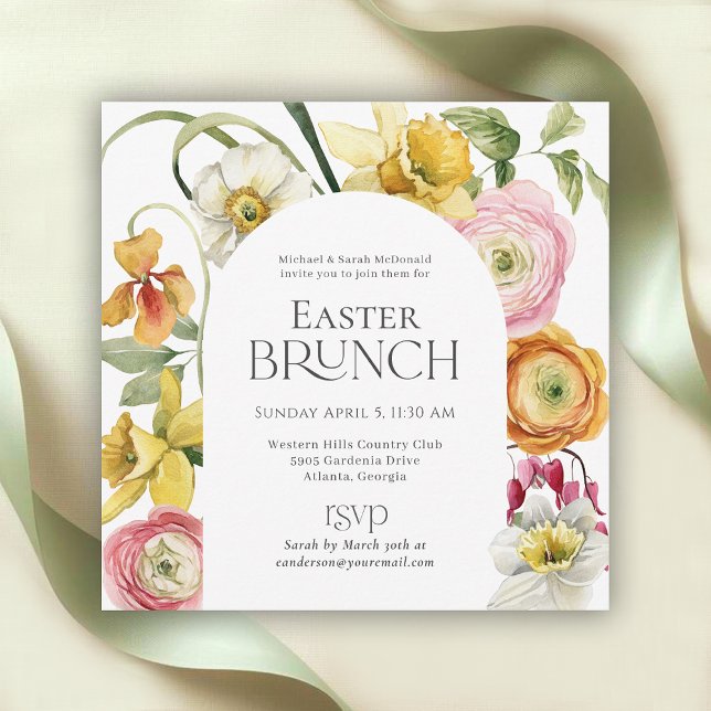 Frühling Garten Blumen Oster-Brunch Einladung (Von Creator hochgeladen)