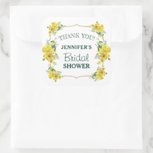 Frühling Gelbe Blumen Hochzeitsdusche Dankeschön Quadratischer Aufkleber
