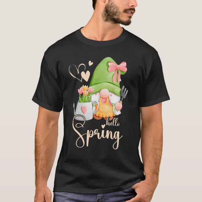 Frühling, Gnome mit Blume, Pflege der Blume, Flori T-Shirt (Vorderseite)
