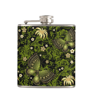 Frühling Grün-Goldmuster Flachmann