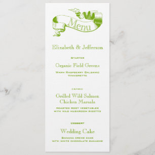 Frühling Grün Scroll Hochzeitsmenükarte Menükarte